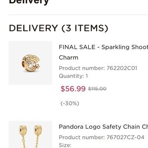 Pandora Gold Shooting Star Charm